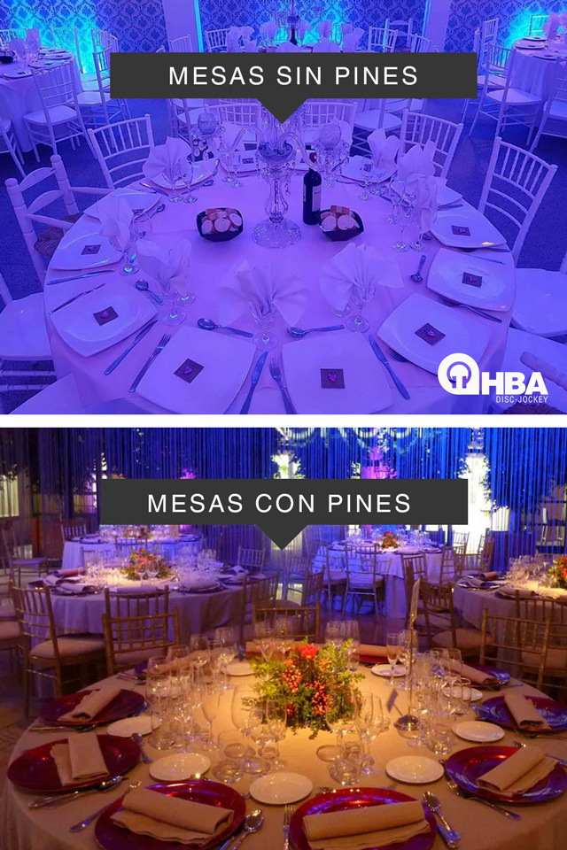 comparación entre mesas con pines y sin pines